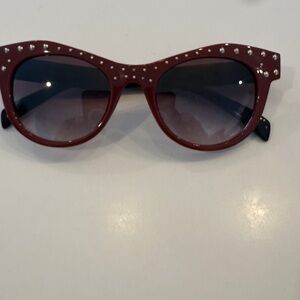 Stylish Red Sunglasses with Rhinestone Accents